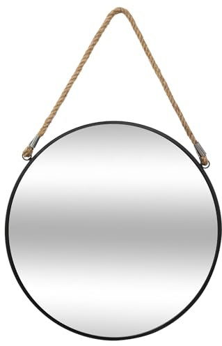Well Home - Espejo redondo de metal con cuerda - Moderno diseño Ø55 cm