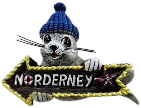 Souvenir Magnet Norderney Robbe 7,5 x 6,5 x 2 cm Maritim Kühlschrankmagnet Figur Deko GCG 3863
