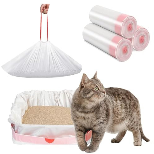 30Stück Katzentoilettenbeutel,Katzenstreutasche mit Zugbändern,Mülltüten,Selbstreinigende Katzentoilette Müllbeutel, Katzenklo-Beutel/kotztüten,Cats Hygienebeutel für Katze Hundekot-1150 * 450MM