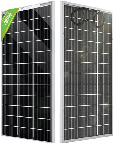 ECO-WORTHY Bifacial 195 Watt 12 Volt Solar Panel 12BB Monocrystalline Double-Sided Power Generation High Efficiency PV Solar Panel for Motorhome, RV, Campervan, Caravan, Boat, Home Off Grid