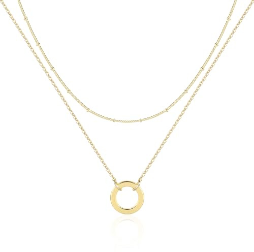 Gold/Silver 925 Necklace Women Round Pendant Multilayer Gold Chain Necklace | ALEXCRAFT Gold/Silver 925 Necklace Women Round Pendant Multilayer Gold Chain Necklace Tarnishfree Fashion Jewelry Gifts