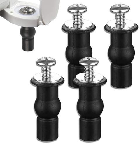 4PCS Toilet Seat Fittings, Universal Toilet Seat Hinges Fixings, Expanding Rubber Top Nuts, Toilet Lid Seat Hinges Bolts, WC Blind Hole Fittings, Replacement Nuts Screw Fixings