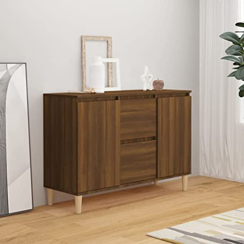Myheimly Sideboard mit 2 Schubladen 2 Türen Kommode Anrichte Schrank Beistellschrank Mehrzweckschrank 103,5x35x70cm Holzwerkstoff Braune Eiche