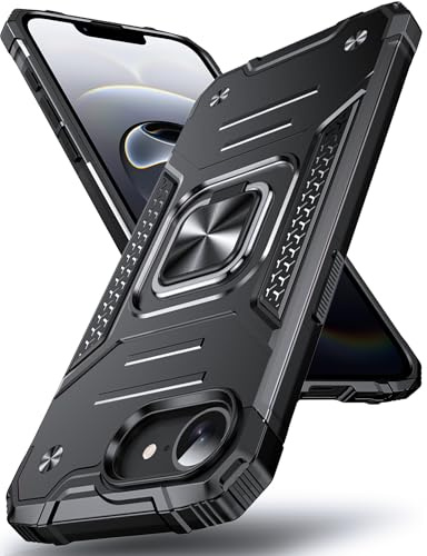 DASFOND Armor Hülle für iPhone 17e & iPhone 16e Case Militär Stoßfest Handyhülle [Upgrade 2.0] 360 Grad Metal Ring Halter Ständer Schutzhülle [für Handyhalterung Auto Magnet], Schwarz