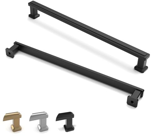 ELEBUILD 12 Pack, 192mm, Black, Kitchen Cupboard Door Handles, Cabinet Handle Drawer Pulls for Wardrobe Bathroom