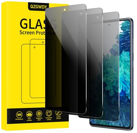 QZGWDY Verre Trempé Anti-Espion pour Samsung Galaxy S20 FE, Lot de 3 Film Protection Écran Vitre Protecteur Protege Sans Bulles, Dureté 9H, Facile à Installer