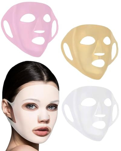 TPZORJX 3 pcs Maschera per il viso,3D maschera silicone, mascherina riutilizzabile in silicone Maschera per il viso idratante viso idratante