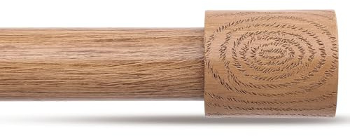 JRZOO Gardinenstangen aus Holz, 2,5 cm, dekorativ, verstellbar, rustikale Bauernhaus-Vorhangstange, robuste Boho-Gardinenstange für Fenster 183 bis 366 cm, mit Endstücken in Holzmaserungsoptik