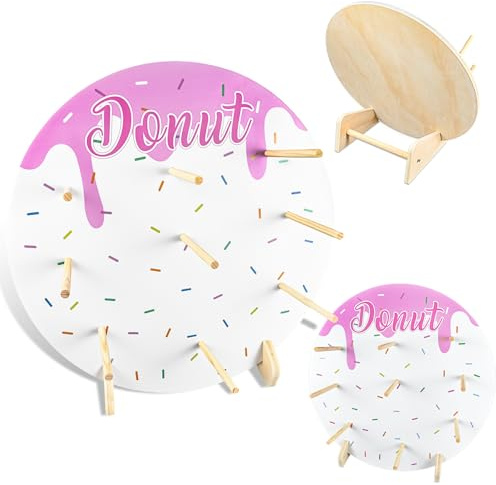 Whemyreat Donut Wand Hochzeit 6 Löcher Donut Ständer aus Holz,Donuts Dekoration,Donuts Board Tafel für Geburtstage,Babyparty,Hochzeiten,Jubiläen,Konditoreie (Ice Cream)