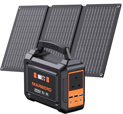 MARBERO 97.68Wh Portable Power Station with Solar Panel 30W Outdoor Camping | 100W(150W Peak) Solar Generator 26,400mAh Outdoor Battery with AC Plug Socket for RV Road Trip Camping Home Outage Emergency