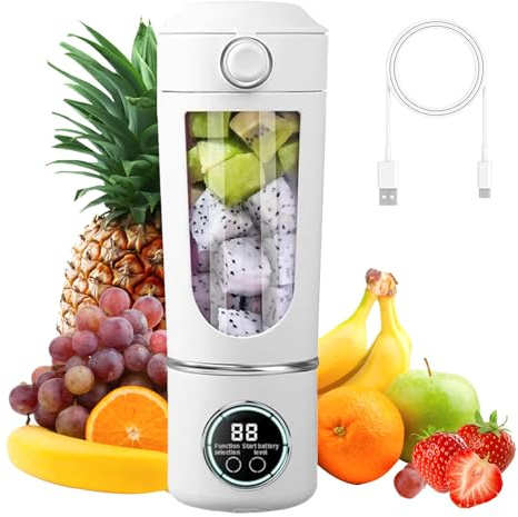 Petit mixeur portable 700 ml Maker to Go Mini blender portable avec 12 lames en acier inoxydable et affichage numérique, rechargeable par USB, petit extracteur de jus pour smoothies shakes – Pour