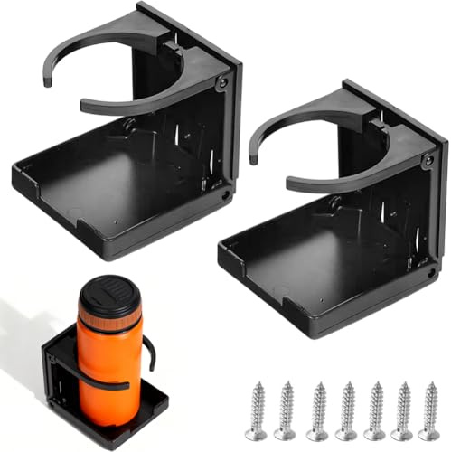 Set di 2 portabicchieri per auto, regolabili, pieghevoli, adatti alla maggior parte delle tazze, bottiglie d'acqua per camion, camper, barche, camper, roulotte, colore nero