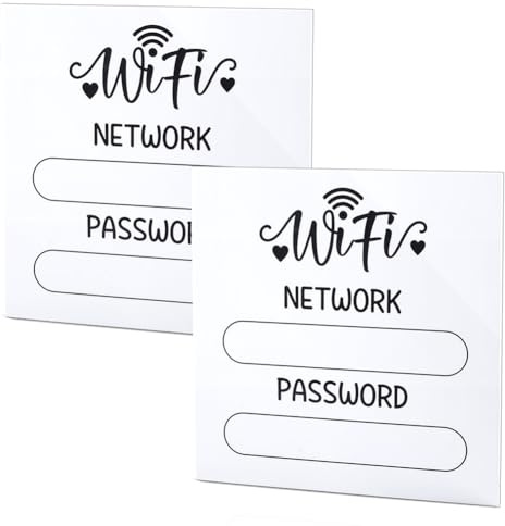 AHANDMAKER 2 Piezas Acrílico WiFi Contraseña Señal Blanco Reutilizable Wifi Cartel Cuadrado para el Hogar Oficina Hotel Habitación de Huéspedes Restaurante