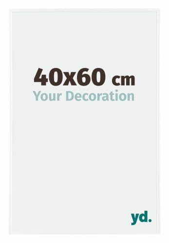 yd. Cadre Photo 40x60 cm Blanc Brillant - Cadre en Plastique Evry | Your Decoration, Verre acrylique antireflet, Montage mural, Convient aux photos, affiches ou puzzles, Made in Holland