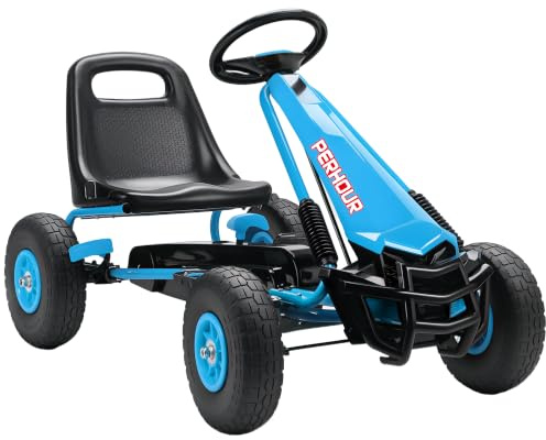 AIYAPLAY Kids Pedal Go Kart with Adjustable Seat for Kids 3-8 Years Blue