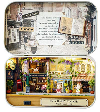 Changor DIY Miniatur-Puppenhaus aus Holz – Handgefertigt Im Nostalgischen Stil – Kreatives Bastelset für Zuhause, Als oder Sammlerstück. (Happy Street Corner)
