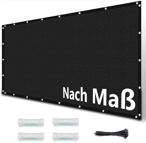 Sonnensegel Terrasse 2x3.5M Segeltuch Wasserdicht, Beschattungsnetz inkl Seil, 95% UV-Schutz Reißfest, für Pflanzenschutz Gewächshaus Scheune Zwinger, Schwarz