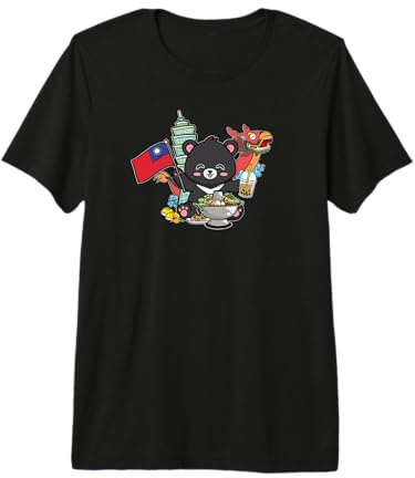 Kawaii Hot Pot Boba Bear Taiwan Flag Travel Premium T-Shirt