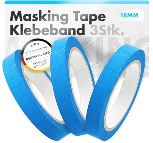 Chemicalworkz Masking Tape Klebeband Set 18mm x 50m | Premium Abklebeband für Karosserie, Autolack & Polierarbeiten | Stark haftendes Malerabdeckband | Sauberes Abziehen ohne Klebereste | 3-tlg