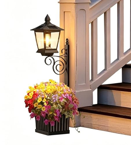 Générique Solar Floor Lamp with Planter | 2 in 1 Flower Pot with Solar Lantern, Illuminated Outdoor Planter | for Garden, Patio, Backyard, Lawn, Terrace, Balcony, Driveway, Apartment