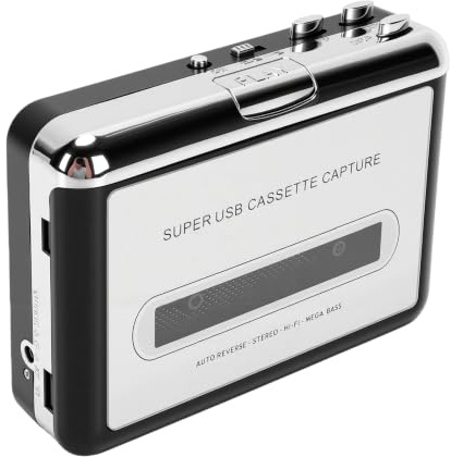 Sxhlseller USB-Kassettenspieler, Kassetten-zu-MP3-Digitalkonverter mit Auto-Reverse, Tragbarer -Audio-Digitizer mit 3,5-mm-Kopfhöreranschluss, Laptop-PC Mac