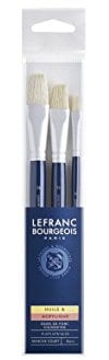 Lefranc Bourgeois - 3 Pennelli Qualità Fine (Piatti N°8-16-24) - Manico Corto