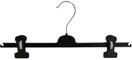 Kleiderbügel für Hosen, Clipbügel aus Kunststoff, Klammerbügel, 40 cm, schwarz, WSP1, 50 Stück