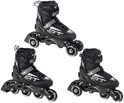 RAVEN Profession 3in1 Inlineskates Triskates Rollschuhe Inliner für Kinder und Erwachsene verstellbar (Black, 31-35 (20,5cm-23cm))