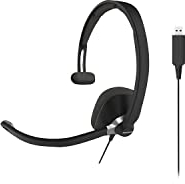 Koss CS295-USB - Cuffie per comunicazione su un lato, con microfono eletto a cancellazione del rumore, braccio flessibile per microfono, con cavo con presa USB, colore: Nero