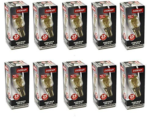 10x 25w E14 SES Clear Oven Appliance Bulb 300 Degree Heat Resistant