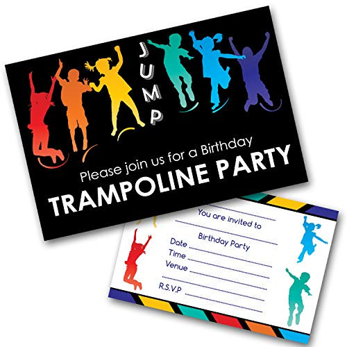 Trampoline Party Invitations Pack & Envelopes (WRITE ON) PACK OF 12