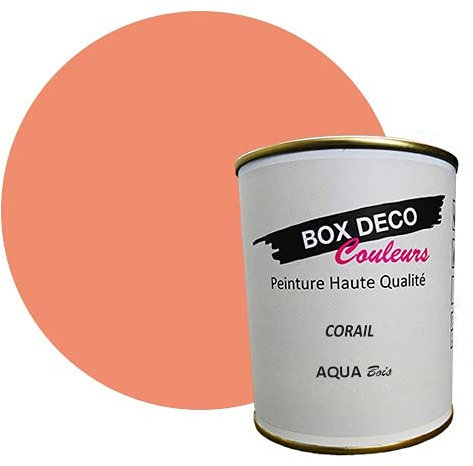 BOX DECO COULEURS Peinture bois intérieur extérieur à base d'acrylique aspect velours-satin Aqua Bois - 750ml, Rose Corail