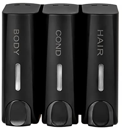 ILIKEPOW 3 Soap Dispenser for Shower Gel Shampoo Conditioner Wall Mount Matte Black
