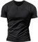 Herren Slub Henley T-Shirt Kurz Ärmel Leicht Entspannt Passen Beiläufig mit 3 Knöpfen Knopfleiste Rundhals Hemden Schwarz M