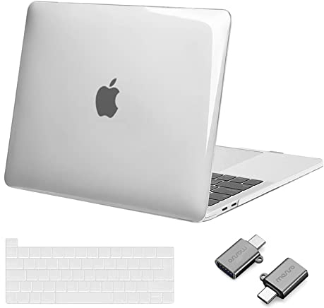 MOSISO Compatible with MacBook Pro 13 inch Case M2 M1 2025, 2024, 2023, 2022-2016 A2338 A2251 A2289 A2159 A1989 A1708 A1706, Hard Shell Cover &Keyboard Skin&Type C Adapter 2 Pack, Crystal Clear