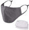 NUÜR Reusable Face Mask, Washable Cotton Mask with Inserted Nose Clip & 2pcs 5 Layer Filters, Durable, Breathable for Daily Use, Grey
