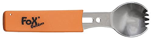 Fox Outdoor Multifunktionsgöffel, Edelstahl, Griff orange