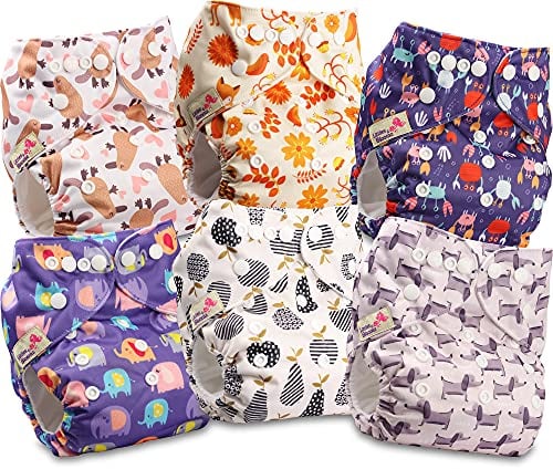 Littles and Bloomz FLP2-0602 Windel, wiederverwendbar, Standard-Popper, 6 Windeln