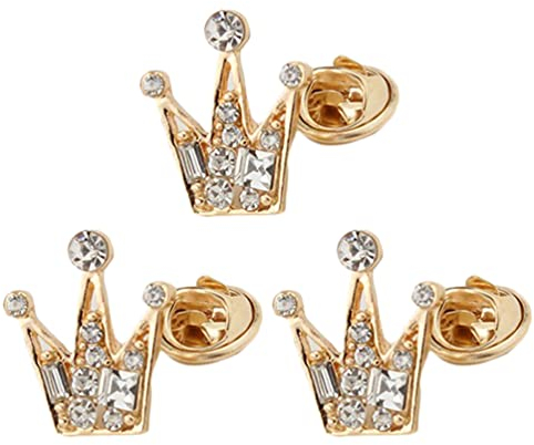 Tomaibaby 6 Pcs Mini Hochzeit Tiara Krone Corsage Brosche Kristall Strass Königin Crown Brosche Pin für Frauen Erwachsene Damen Goldene