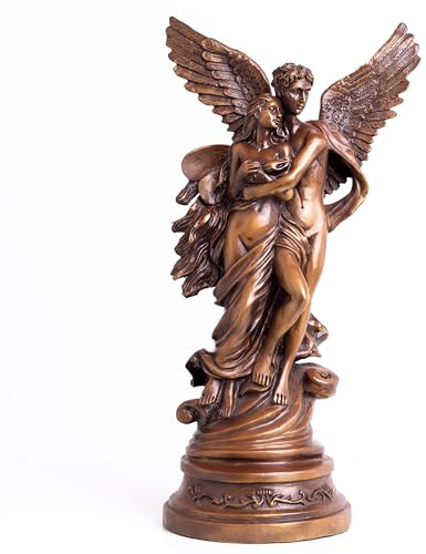 YouFine Bronze Amor und Psyche Statue, 100% Lost Wax Bronze Casting griechische Mythologie Skulptur, berühmte Liebhaber Figur Geschenke für Jahrestag Hochzeit