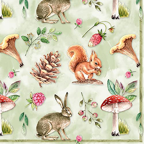Anniversary House Tiflair Woodland Animals Luxury Lunch Napkins | 3 Ply | PJ342018