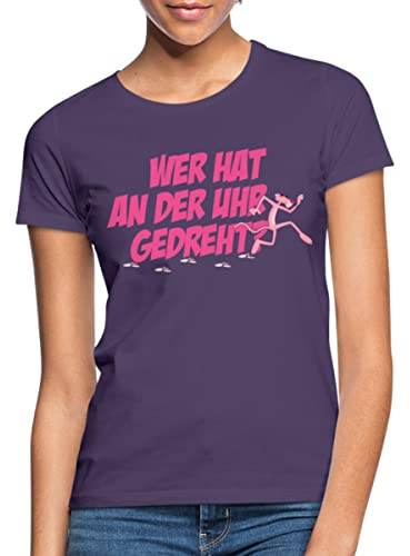 Spreadshirt Pink Panther Wer hat an der Uhr gedreht Frauen T-Shirt, M, Dunkellila