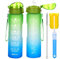 XACIOA Trinkflasche 1l mit Stroh,Tritan Getränk Sportflasche auslaufsicher,BPA-Frei Wasserflasche Mit Bürste,Zeitmarkierungen,Kantine Flasche für Kinder,Fitness,Yoga,Camping,Radfahren,Büro