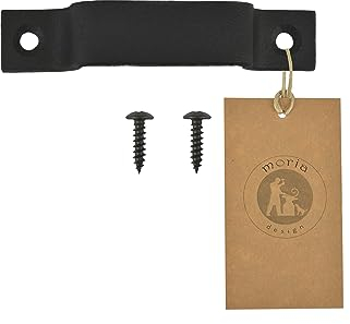 MORIA DESIGN Türgriff 11 cm aus Zertifizierter Stahl | Scharnier Attrappen Griffe für Kommoden, Möbelschränke, Holzmöbel, Türen Möbel | Pulverbeschichtet | Schwarz