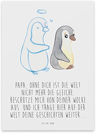 Mr. & Mrs. Panda Trauerkarte Trauer Papa - Handgemachte Trauerkarte, Trauerkarte Für Frauen, Familie, Beileidsprüche, Tod, Vater, Trauerkarte