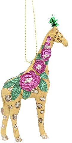 Gisela Graham Resin Giraffe Christmas Tree Decoration, Multicolor, 11 x 4