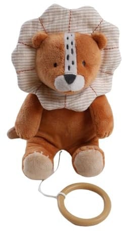 Noukie's - Mini Peluche Musicale Babou - Doudou en Veloudoux + Anneau en Bois - Éveil Musical - Cadeau Bébé