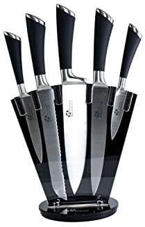 Pradel Excellence - Bloc Couteaux Tournant 5 Pièces - 5 Couteaux (Office, Utilitaire, de Chef, à Découper, à Pain) - Ustensiles Compatibles Lave-Vaisselle - Lames en Acier Inoxydable - Boîte Couleur