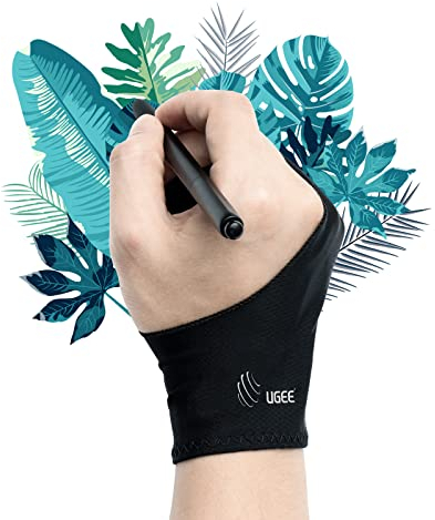 Ugee Grafiktablett Handschuh, Antifouling Handschuh, Zwei-Finger-zeichenhandschuh für die rechte oder Linke Hand
