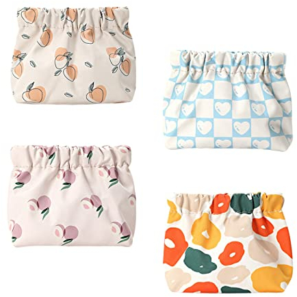 Fyfjur 4 Pezzi Trousse da Viaggio Mini, Borsa per il Trucco Piccola, per Cosmetici, da Toilette Portatile per la Bellezza, Custodia da Viaggio per Donne e Ragazze (13x12x5cm)